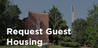 Buildings at Wesley including Jesus statue