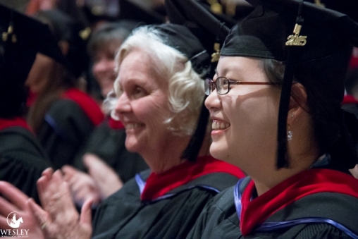 International student at Wesley's 2015 commencement.