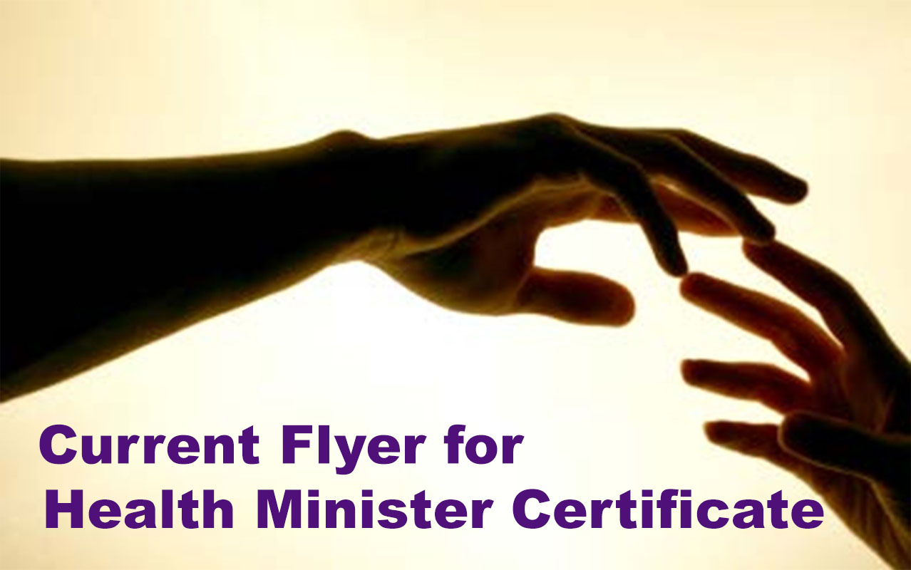 Online Health Minister Certificate Flyer graphic.WTS