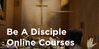 Cross in chapel with Be A Disciple text