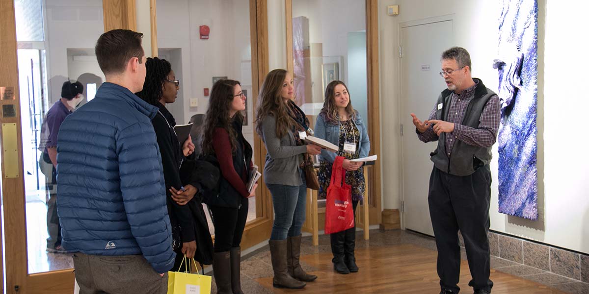 Chip Aldridge leading a tour of prospective students at Wesley Seminary in Washington, DC