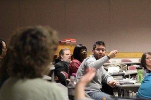 Doctor of Ministry students in class discussing church leadership