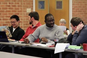 Image of students in conversation including Dr. Clementa Pinckney