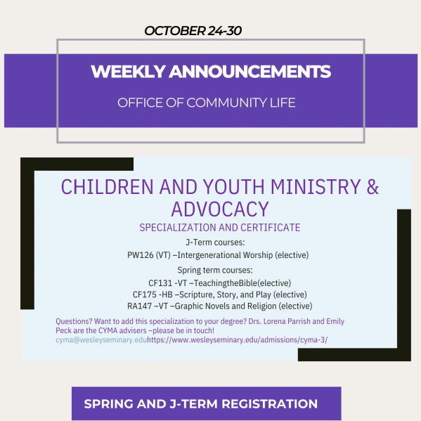 Weekly Announcements Oct 24th-30th 