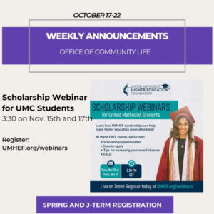 Weekly Announcements Oct 17th-22th