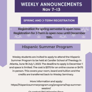 Weekly Newsletter Nov 7-13